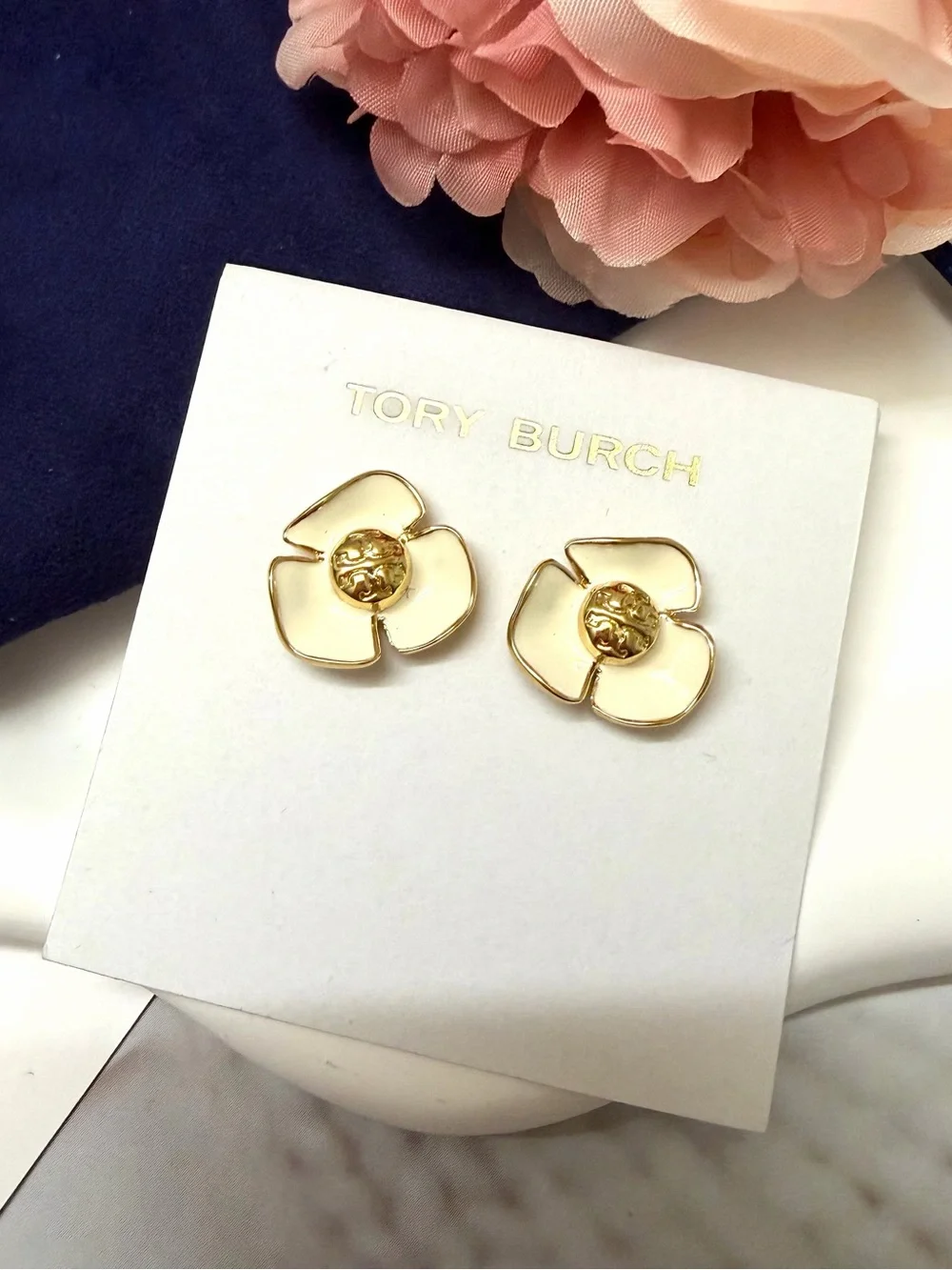 Tory Burch Fleur Flower Stud Earrings